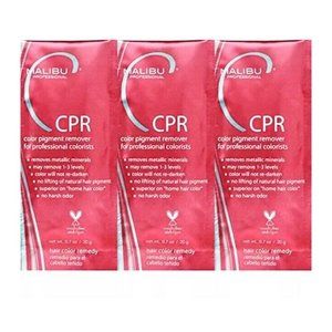 3‎ Malibu CPR Color Remover Stain Pigment Reducer Packets and 3 Processing Caps
